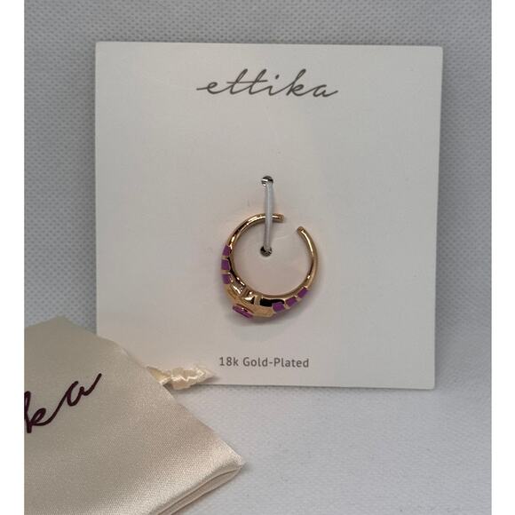 NEW ETTIKA REVOLVE Purple 18k Gold-Plated Cuff Ring - Picture 2 of 2